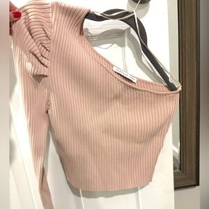 Endless Rose Blush One Shoulder Ribbed Knit Top